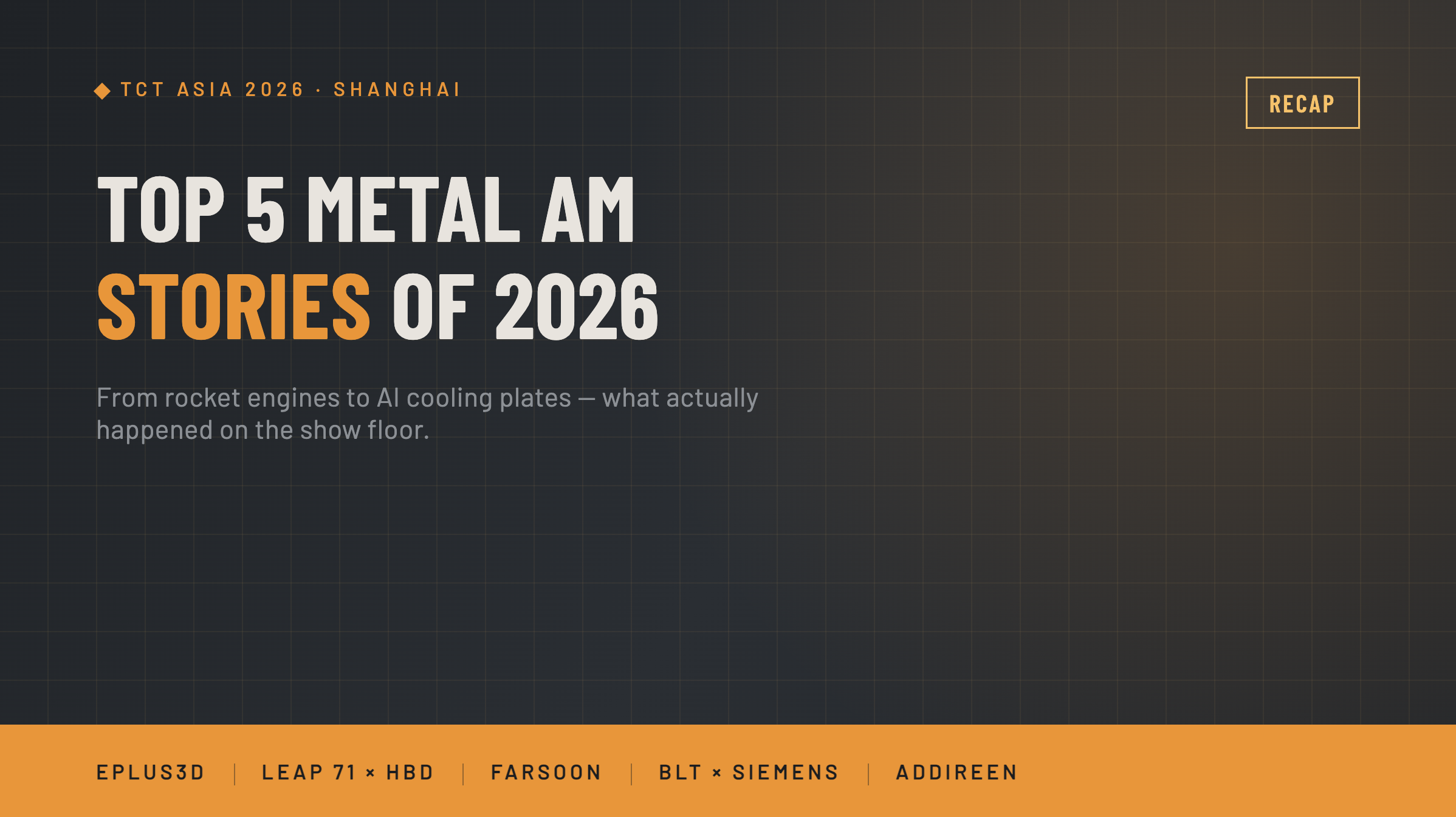 Market Data: Top 5 Industrial Metal 3D Printing Solutions at TCT Asia 2026